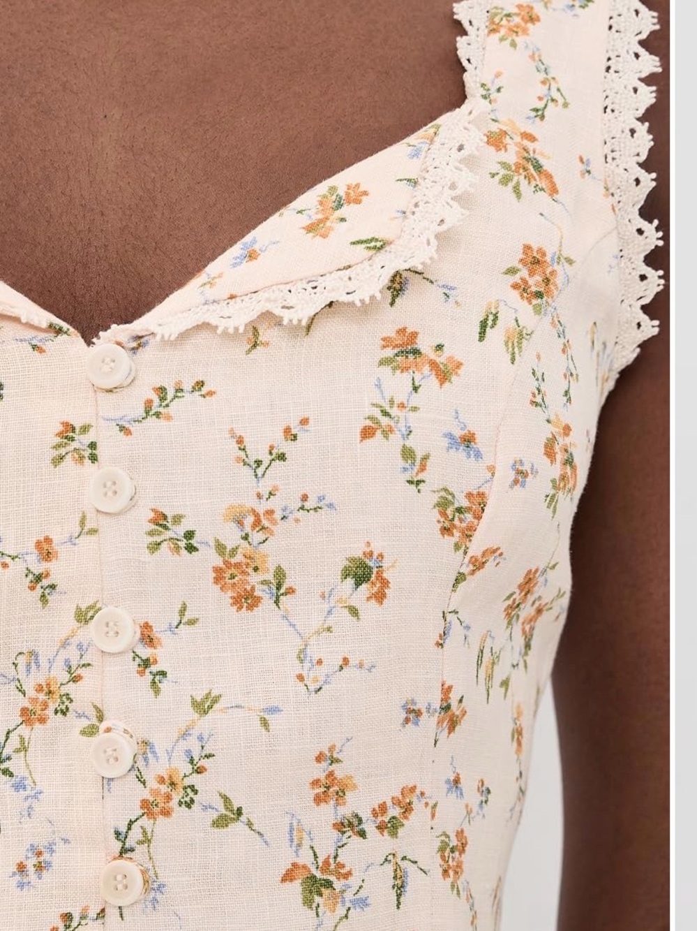 Reformation Cream Floral Lace-Trim Camisole - Retail $168 - Picture 4 of 8